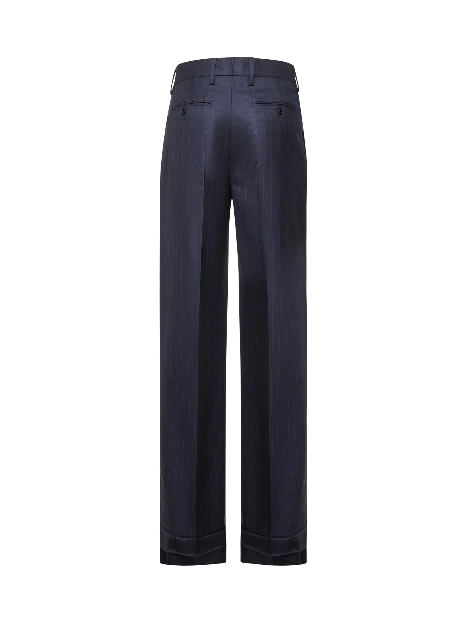 Blue Pinstriped Wool Tailored Trousers sold by Lord & Taylor product image thumbnail 2