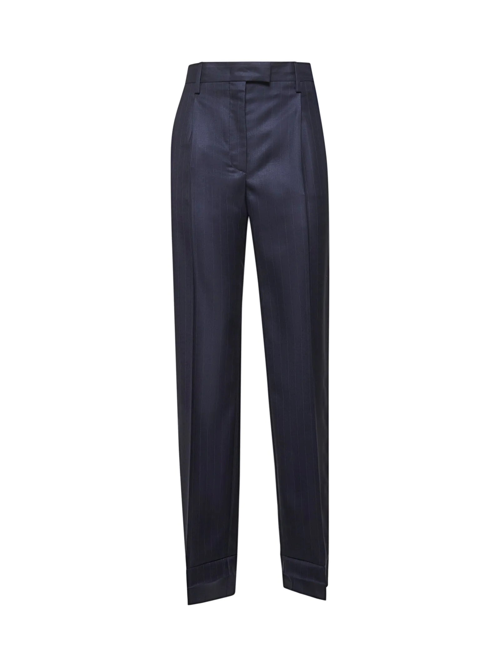 Blue Pinstriped Wool Tailored Trousers sold by Lord & Taylor