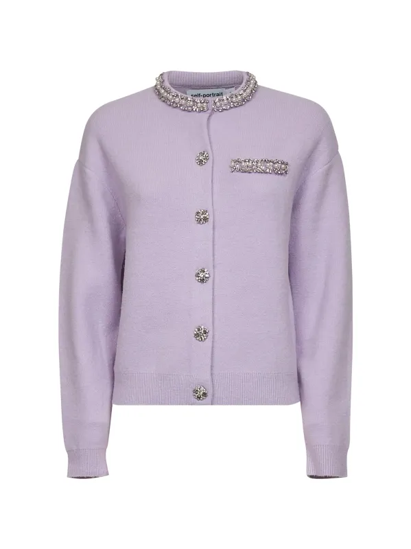 Lilac Crystal Trim Knit Cardigan sold by Lord & Taylor
