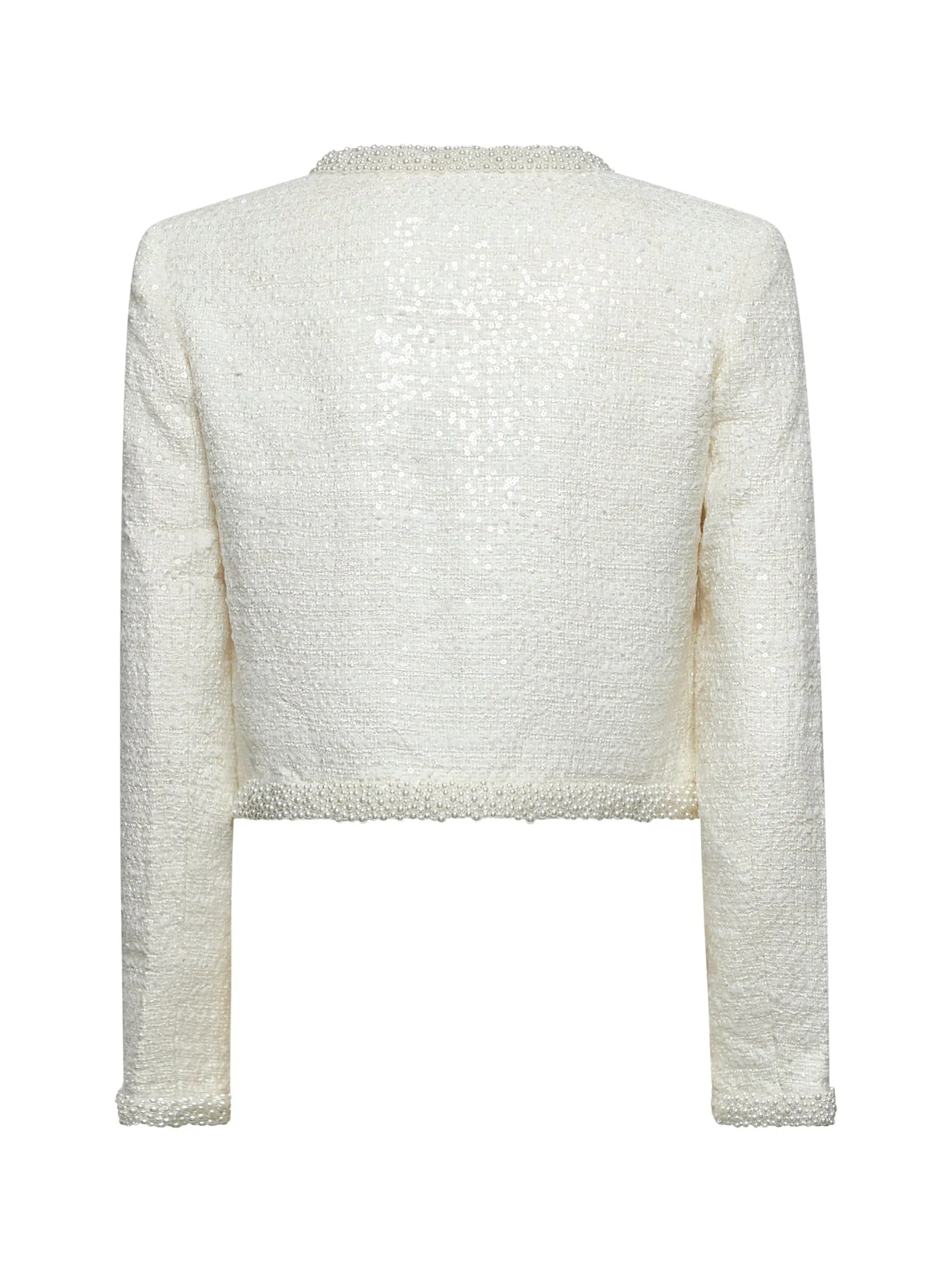 Cream Sequin Bouclé Crop Jacket sold by Lord & Taylor product image thumbnail 2