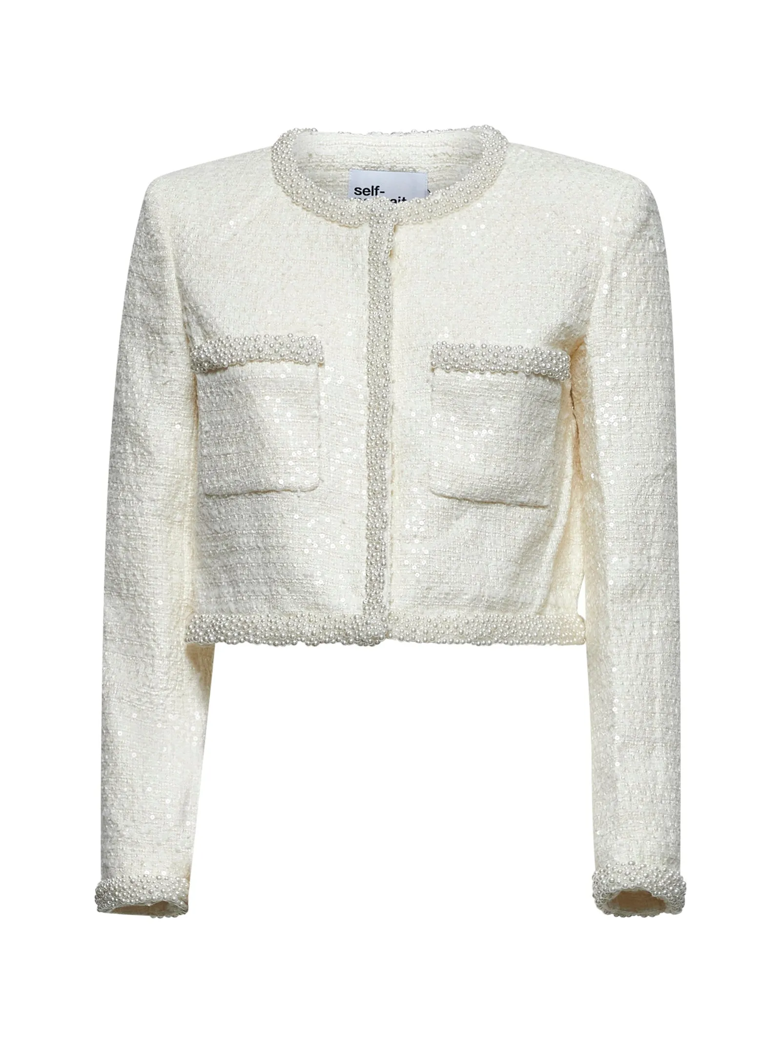 Cream Sequin Bouclé Crop Jacket sold by Lord & Taylor