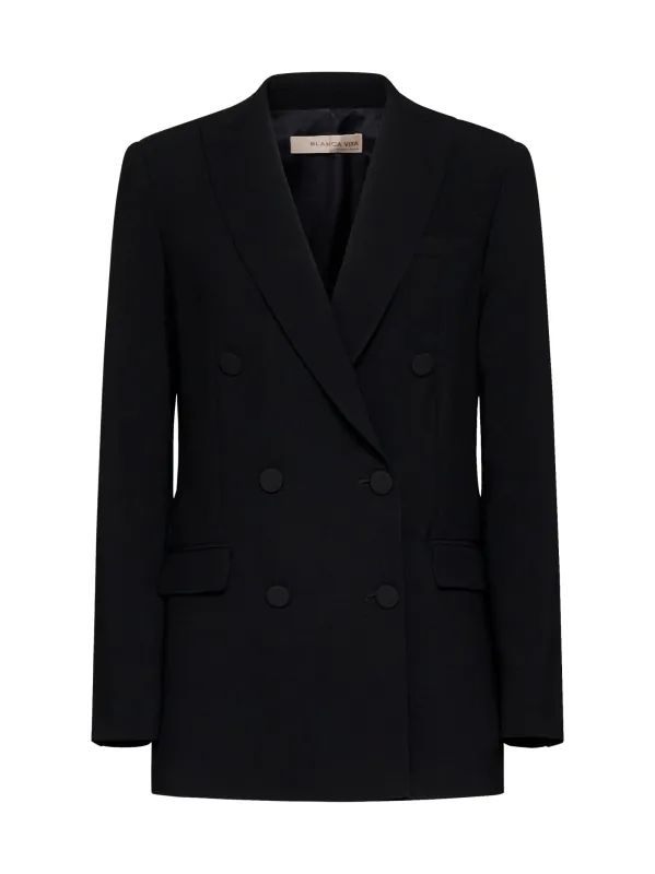 Black Cady Glotti Double-Breasted Blazer sold by Lord & Taylor