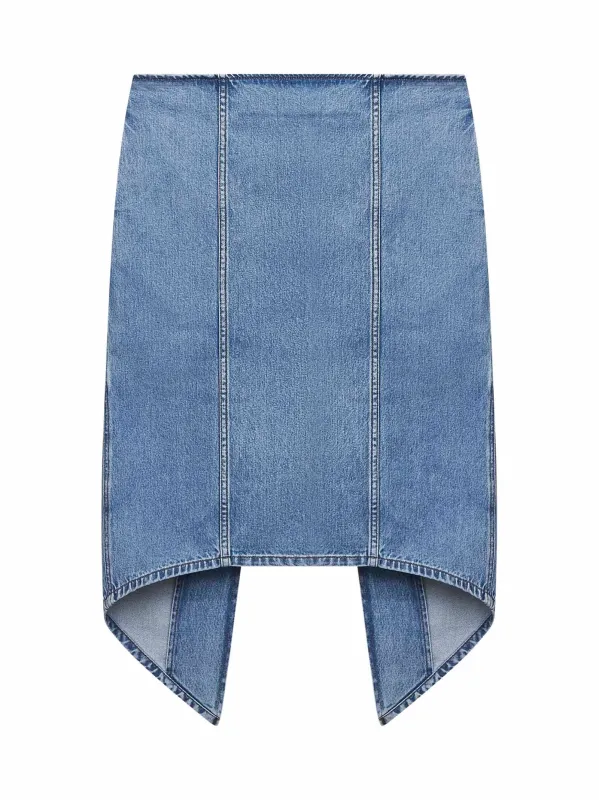 Light Blue Cotton Denim Layered Midi Skirt sold by Lord & Taylor