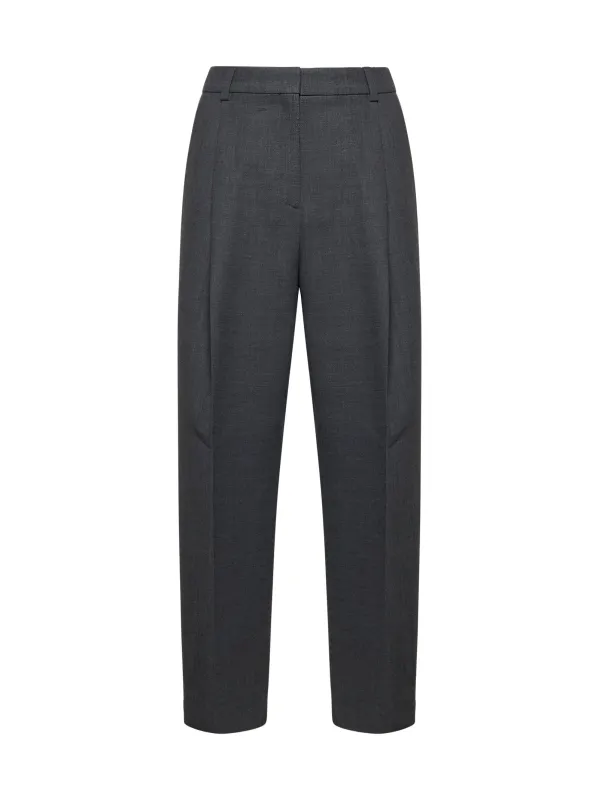 Grey Wool Blend Straight Trousers made by Toteme