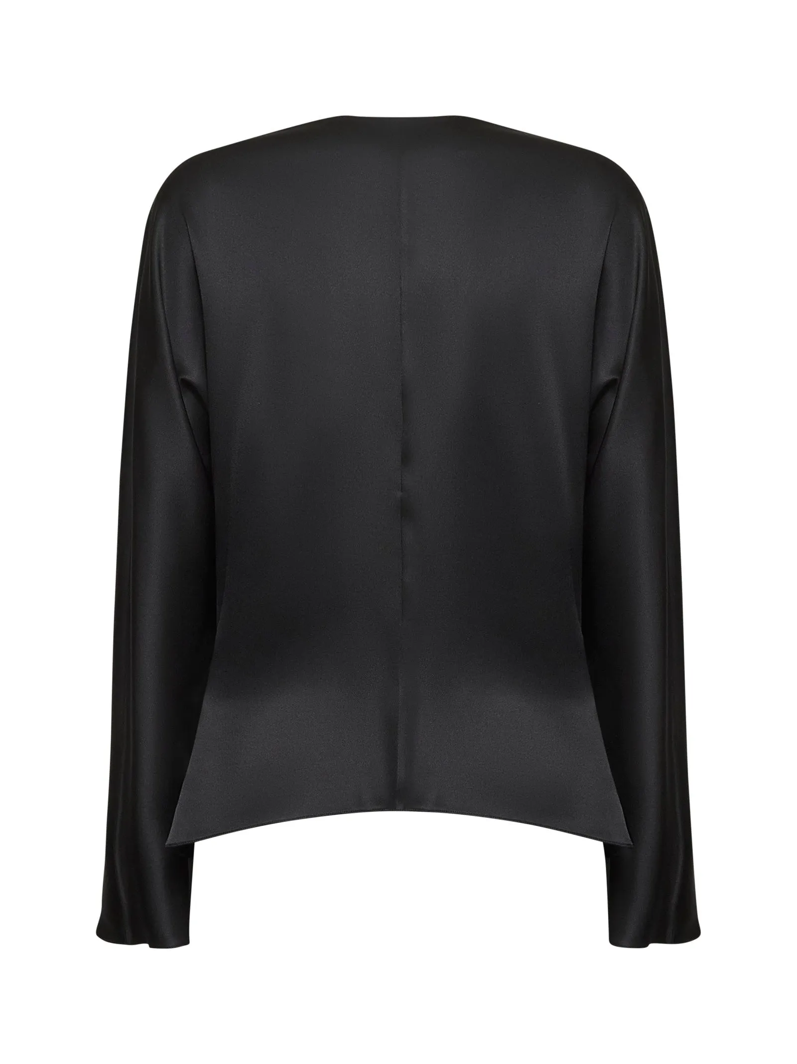 Black Double Silk Satin Blouse sold by Lord & Taylor product image thumbnail 2