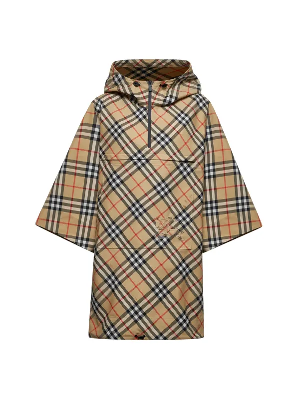 Beige Check Waterproof Poncho made by Burberry