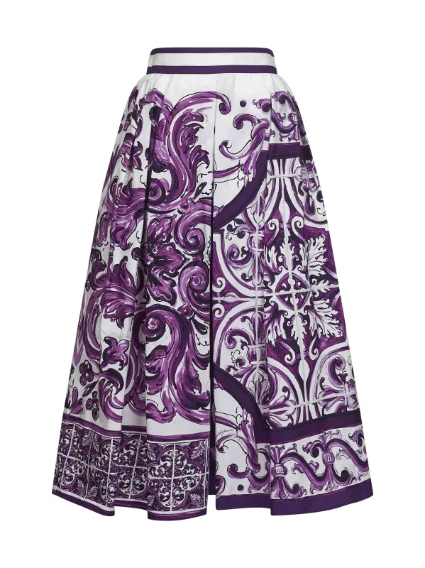 Maiolica mix print poplin pleated skirt sold by Lord & Taylor