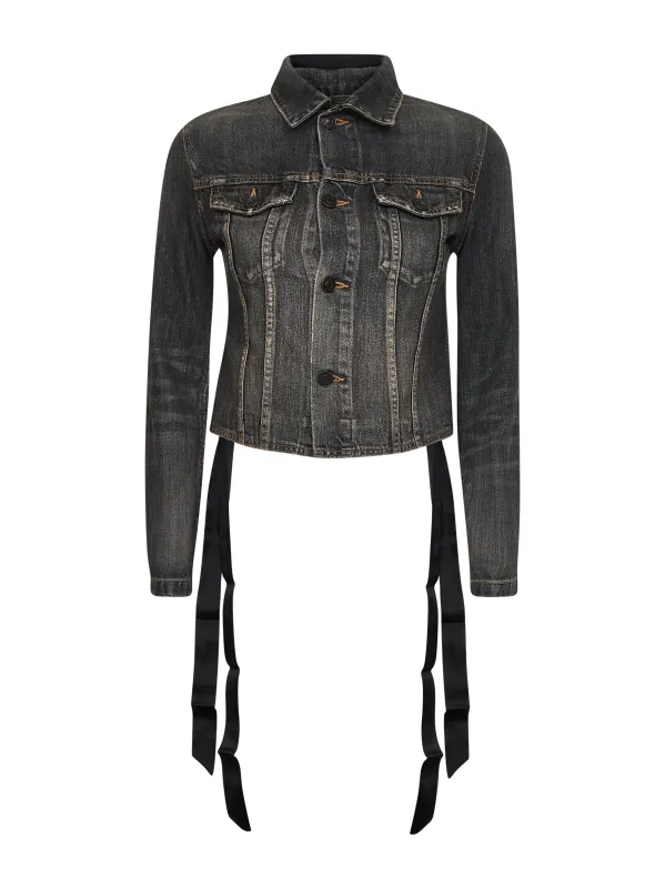 Dark Grey Denim Lace-Up Jacket sold by Lord & Taylor