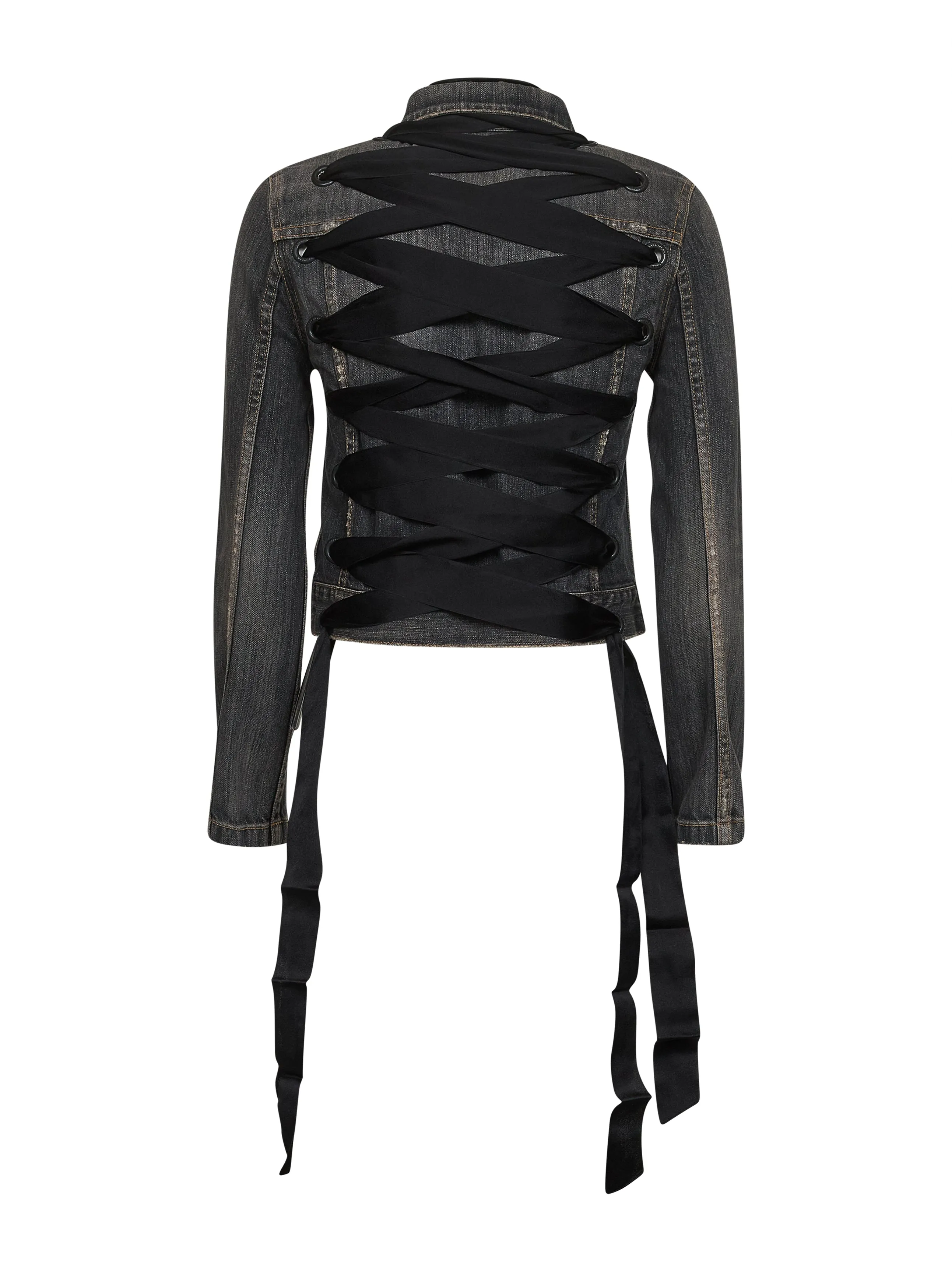 Dark Grey Denim Lace-Up Jacket sold by Lord & Taylor product image thumbnail 2