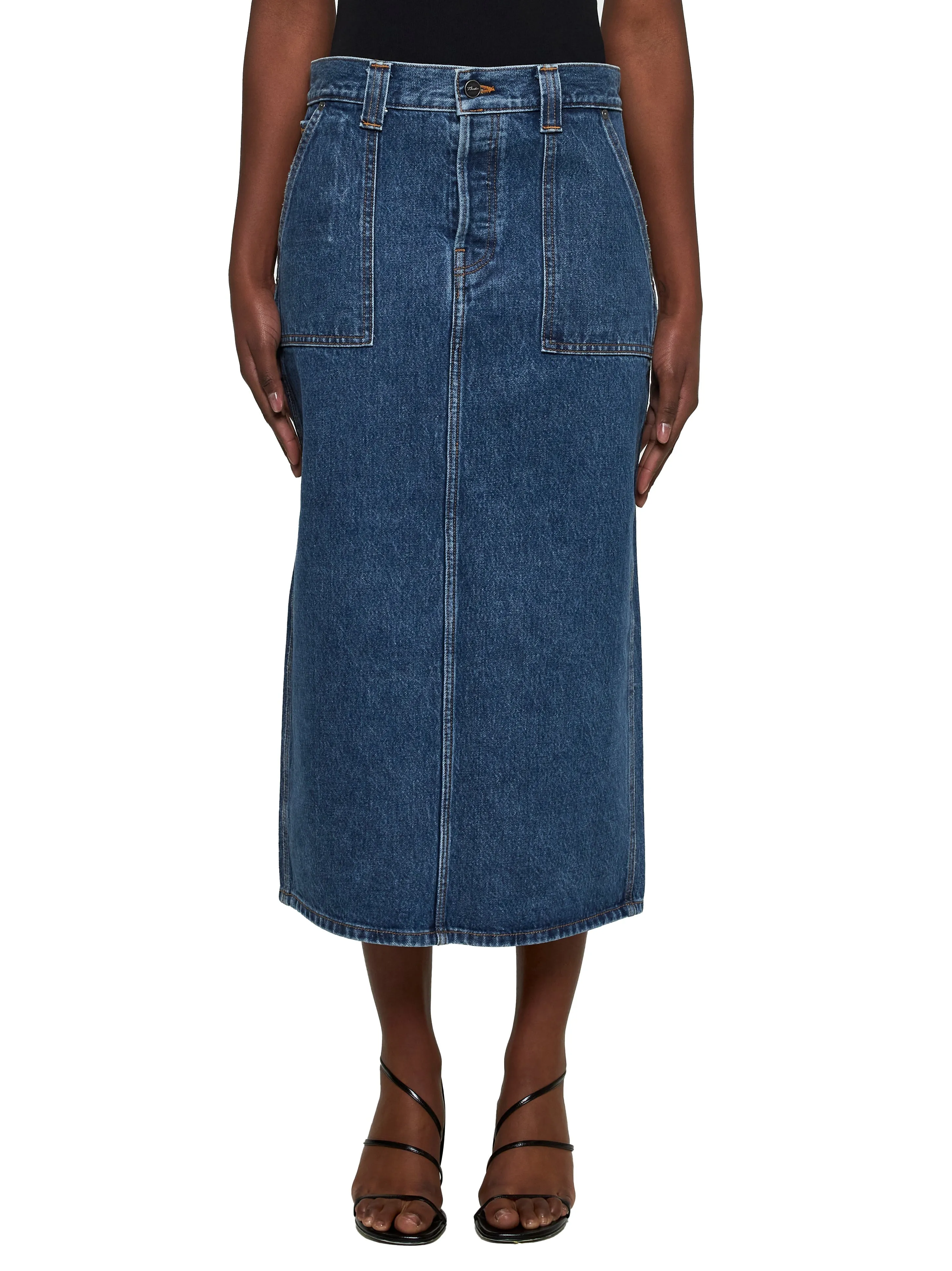 Blue Denim Genevieve Midi Skirt sold by Lord & Taylor product image thumbnail 3