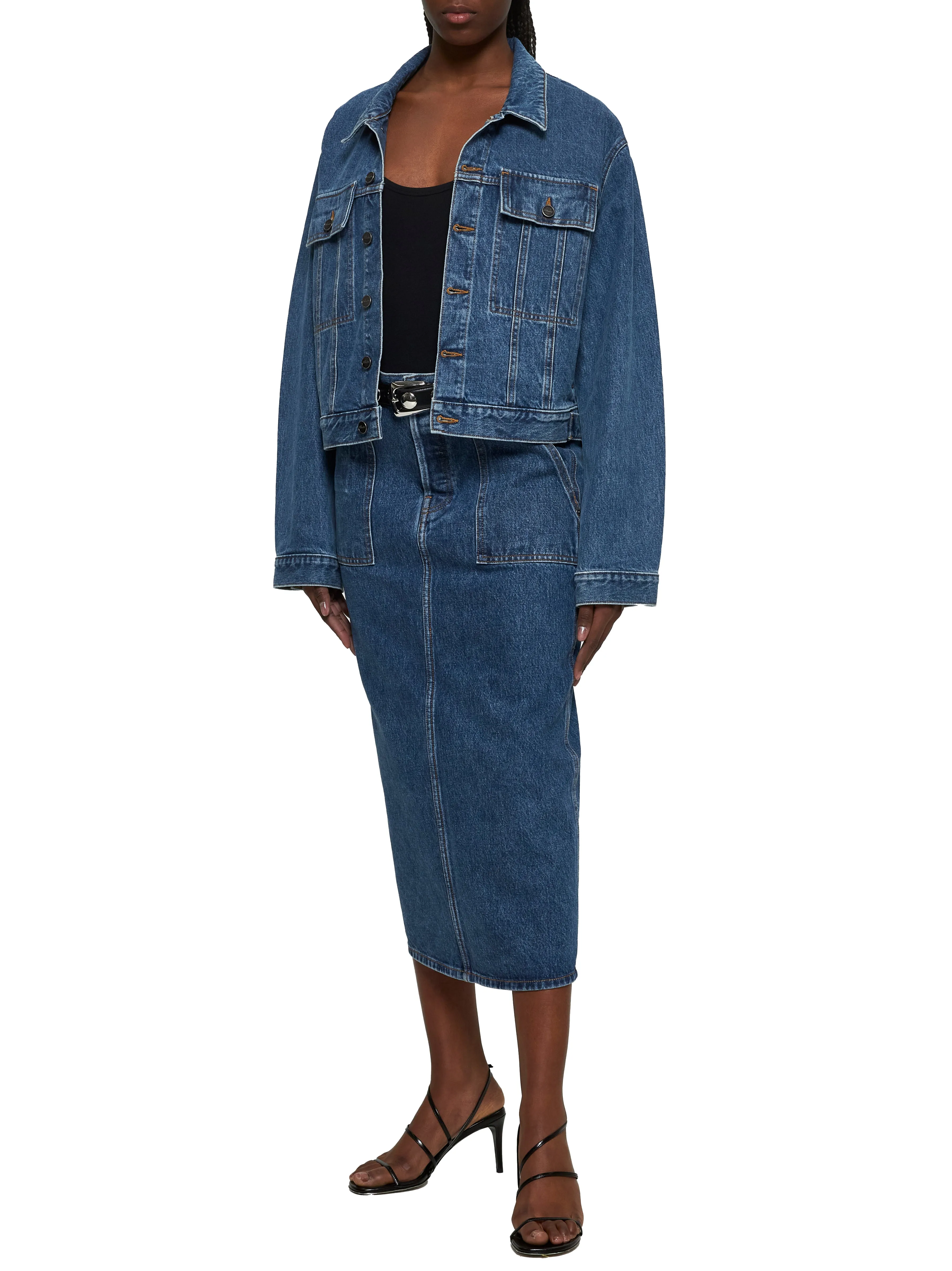 Blue Denim Genevieve Midi Skirt sold by Lord & Taylor product image thumbnail 2