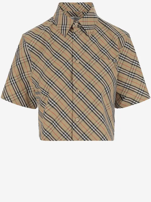 COTTON CROP SHIRT WITH CHECK PATTERN sold by Lord & Taylor