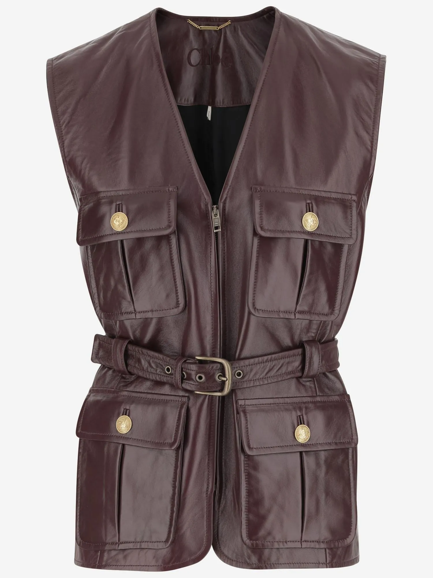 Leather Vest with Pockets and Belt sold by Lord & Taylor