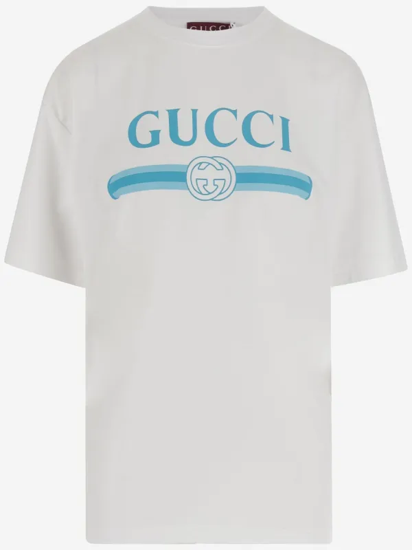 COTTON T-SHIRT WITH LOGO PRINT made by Gucci