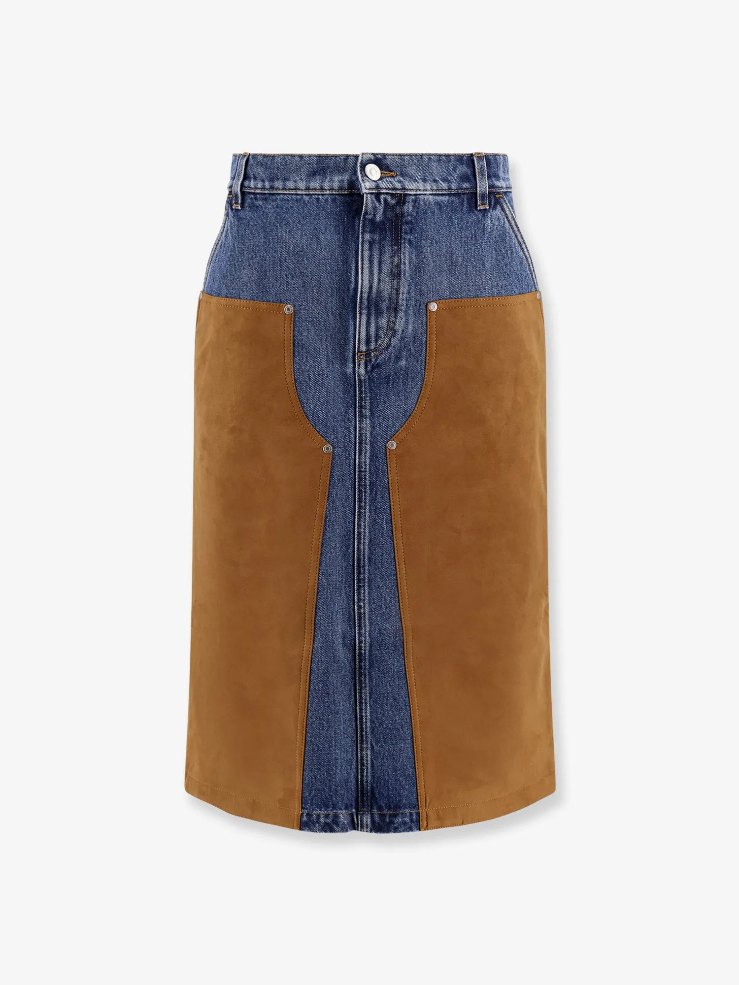 Denim Skirt with Suede Inserts sold by Lord & Taylor
