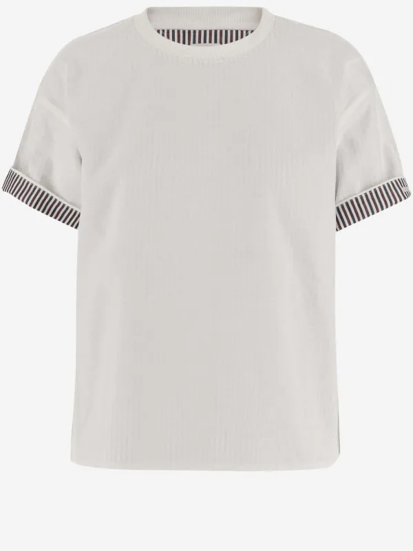 COTTON T-SHIRT WITH STRIPED LINING sold by Lord & Taylor