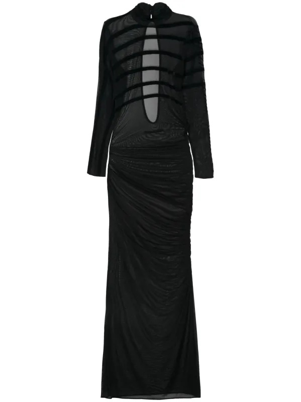 Jean Paul Gaultier The Striped Flocked Long Dress sold by Lord & Taylor