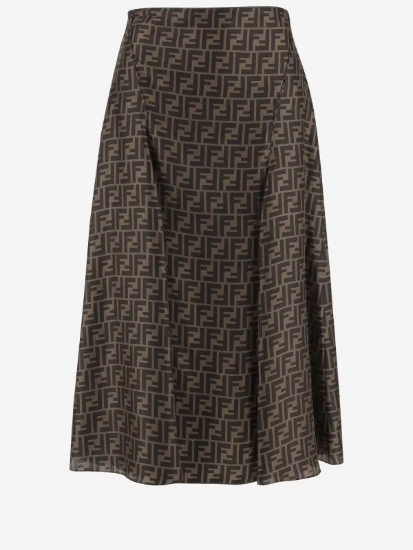 SILK TWILL SKIRT WITH FF PATTERN sold by Lord & Taylor