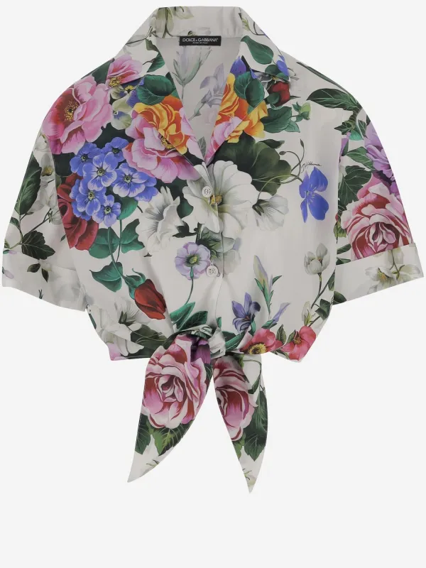 COTTON CROP SHIRT WITH FLORAL PATTERN sold by Lord & Taylor