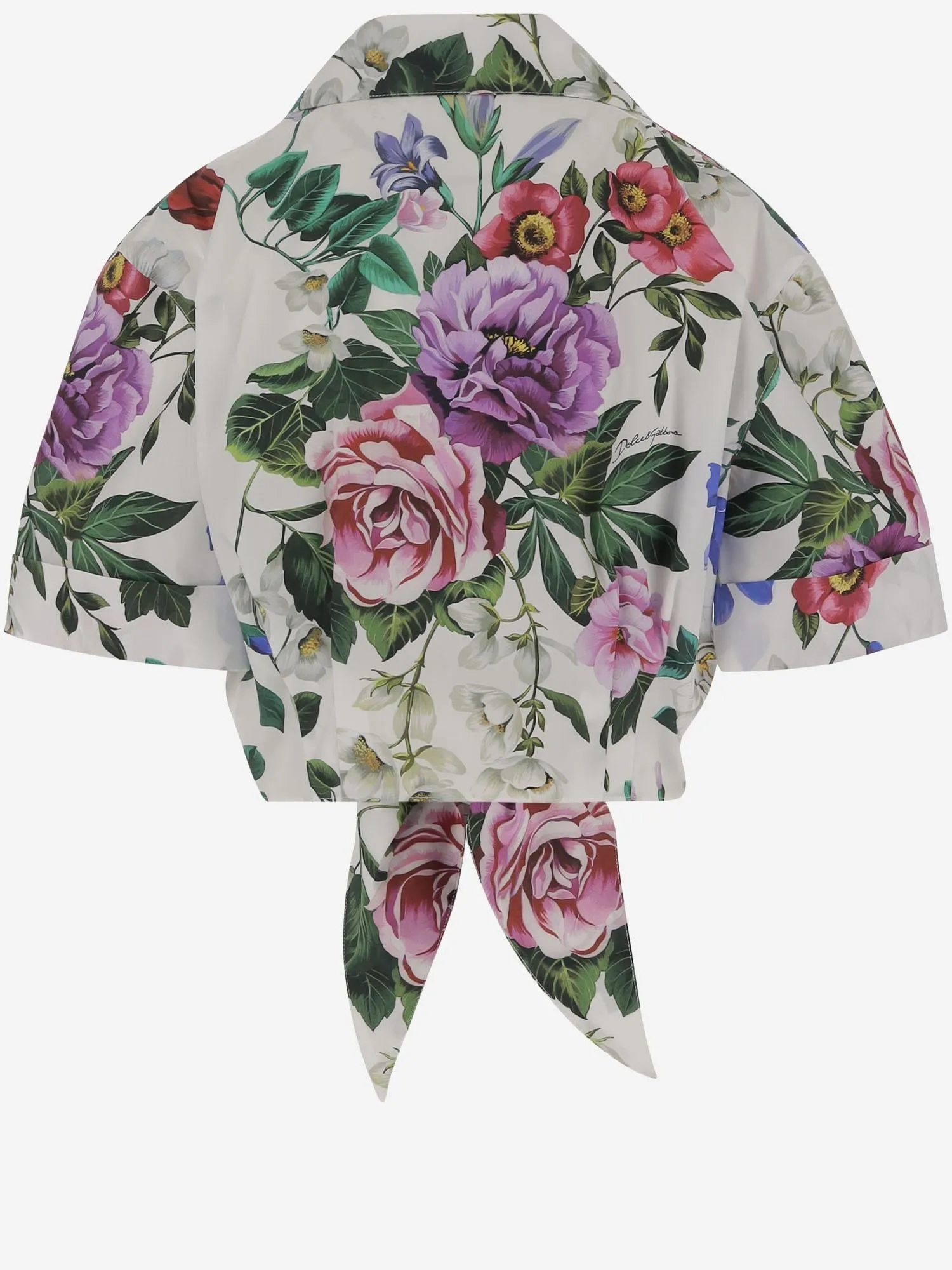 COTTON CROP SHIRT WITH FLORAL PATTERN sold by Lord & Taylor product image thumbnail 2