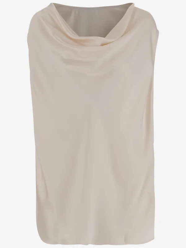 SILK AND VISCOSE DRAPED TOP sold by Lord & Taylor