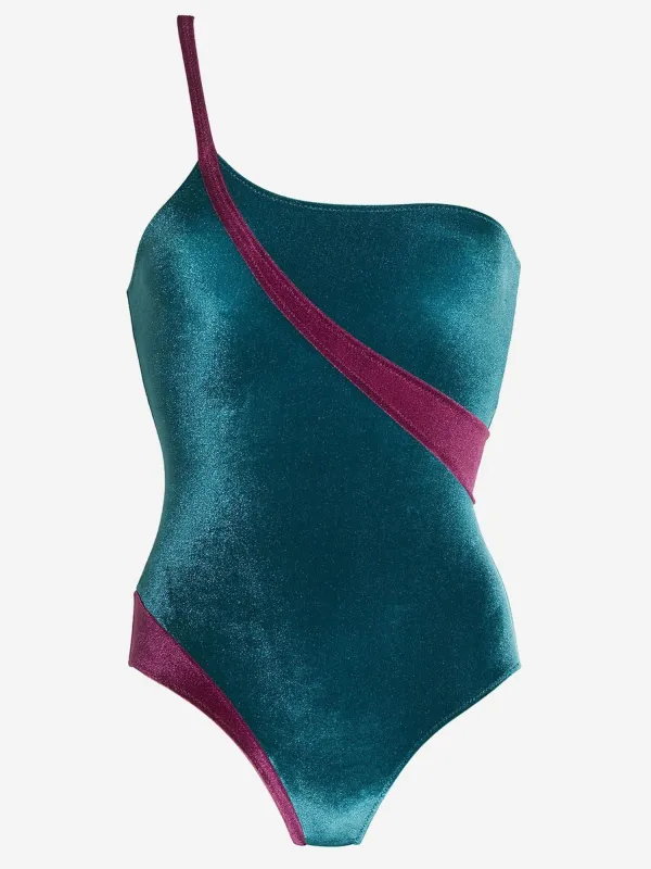 Color Block One-Shoulder Bathing Suit sold by Lord & Taylor