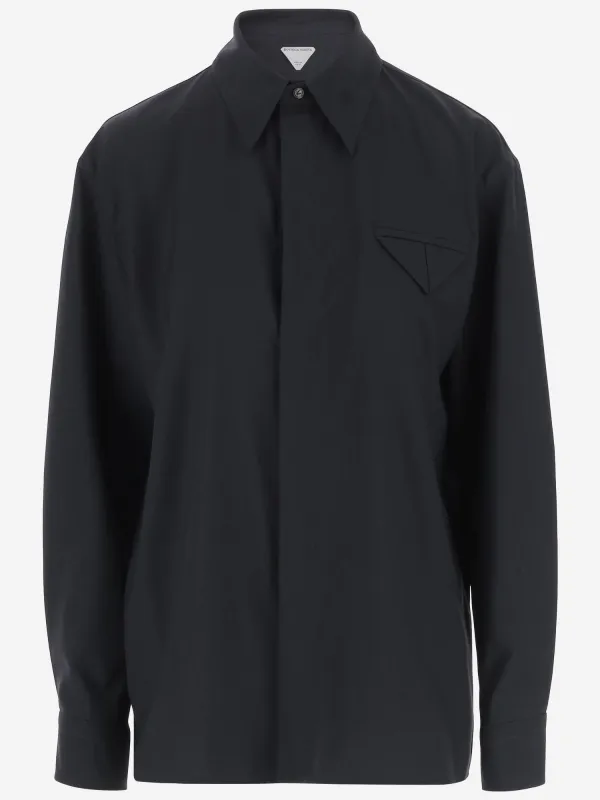 Wool Shirt in Navy made by Bottega Veneta