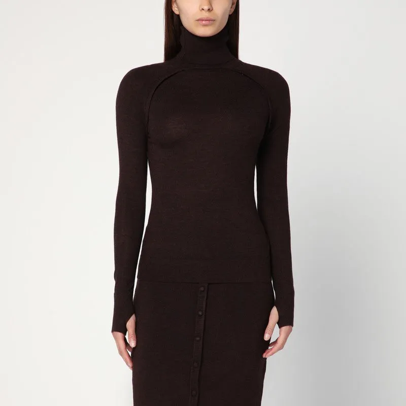 Brown turtleneck sweater in wool sold by Lord & Taylor