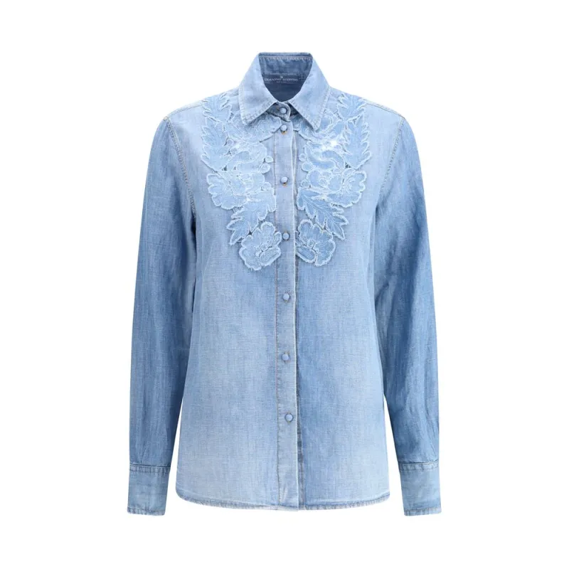 Embroidery denim Shirt sold by Lord & Taylor