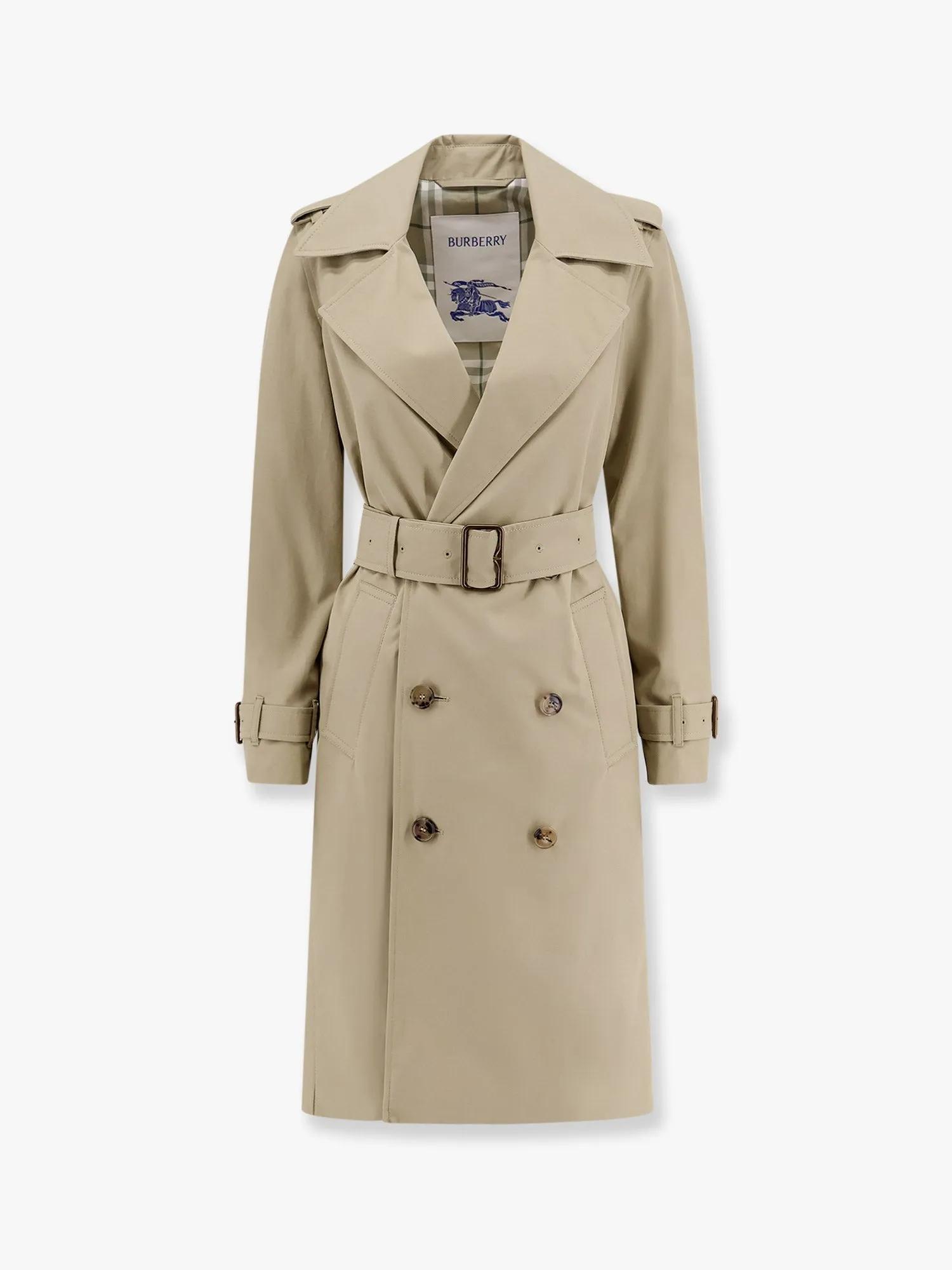 Organic cotton trench with check lining sold by Lord & Taylor