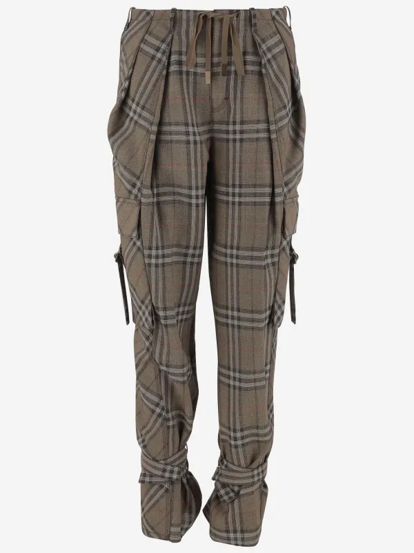 Viscose and Silk Check Pants made by Burberry