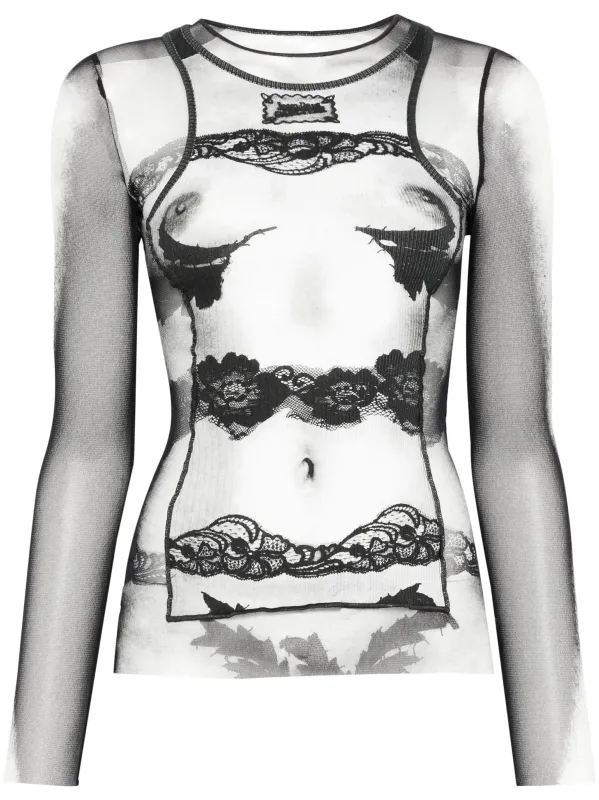 Jean Paul Gaultier The Body Lace Marinière Top sold by Lord & Taylor