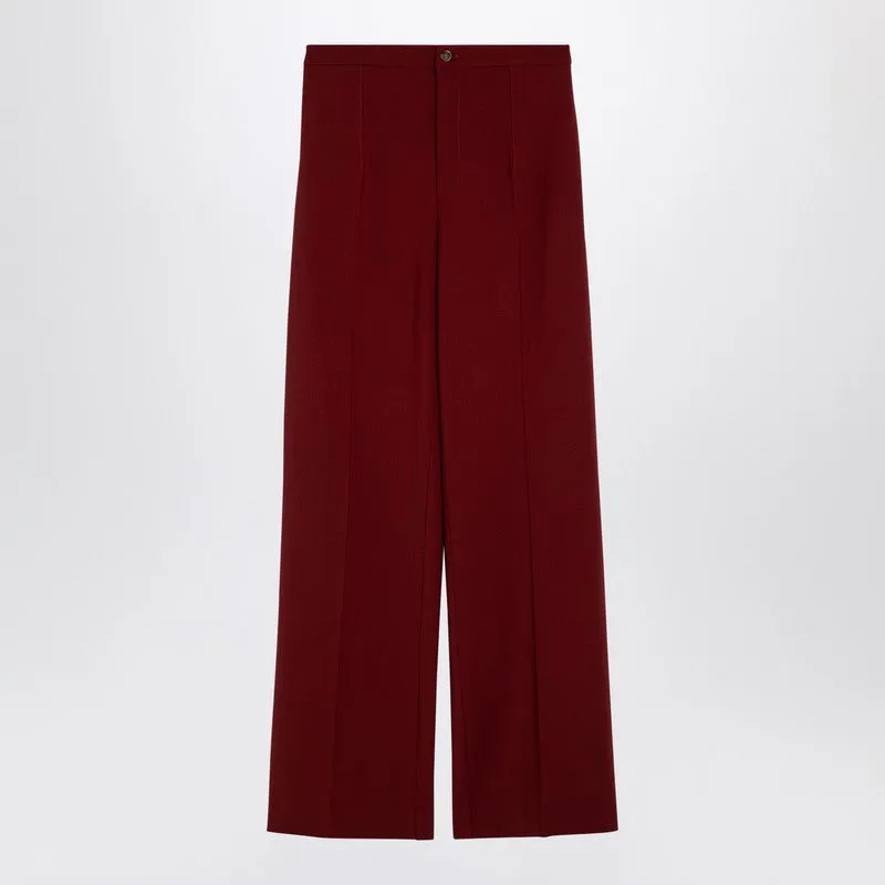 Loulou Studio Burgundy wool palazzo trousers made by Loulou Studio