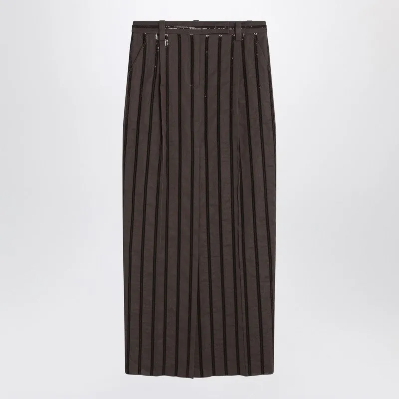 Long skirt with brown Dazzling Stripe Embroidery sold by Lord & Taylor