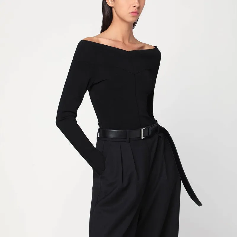 Black viscose-blend top sold by Lord & Taylor