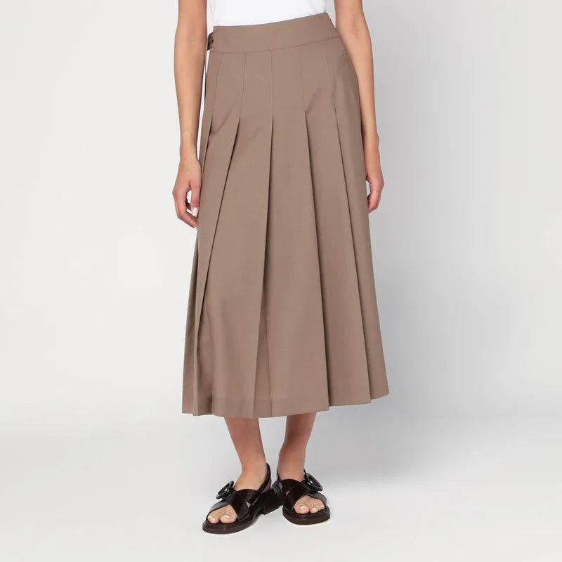 Pleated midi skirt in khaki sold by Lord & Taylor