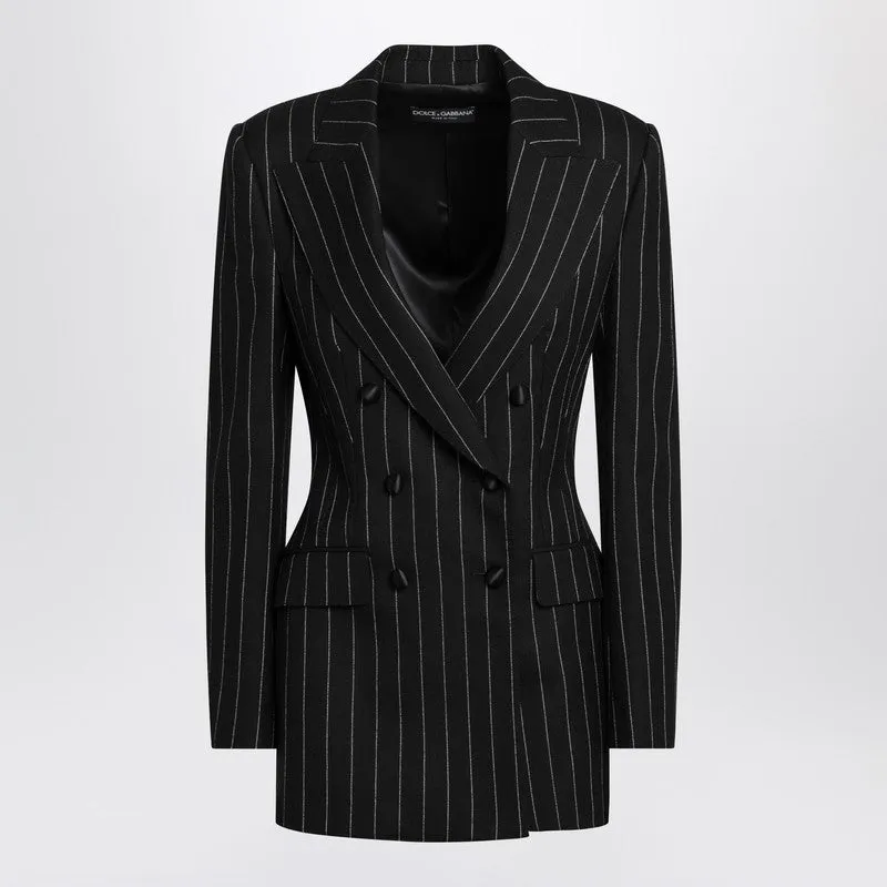 Dolce&Gabbana Double-breasted black pinstriped jacket sold by Lord & Taylor