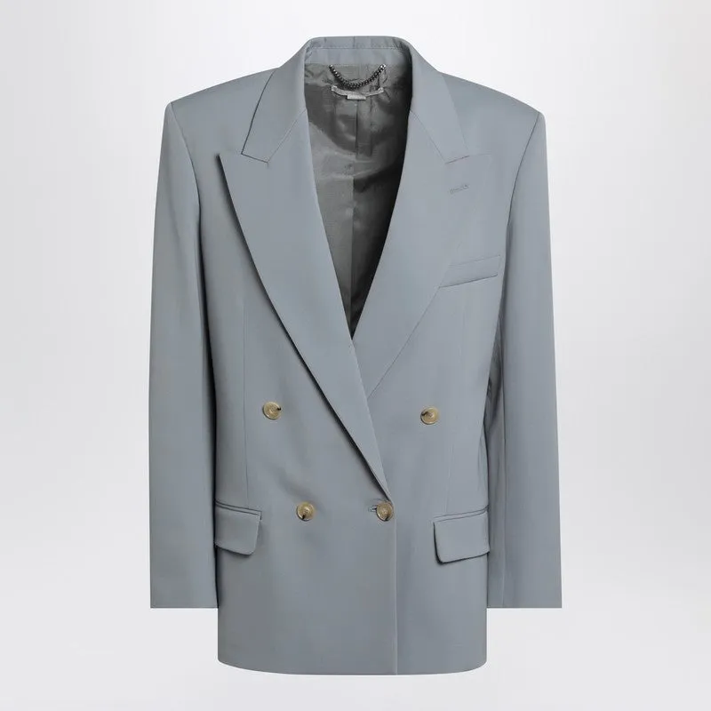 Light grey wool double-breasted jacket sold by Lord & Taylor