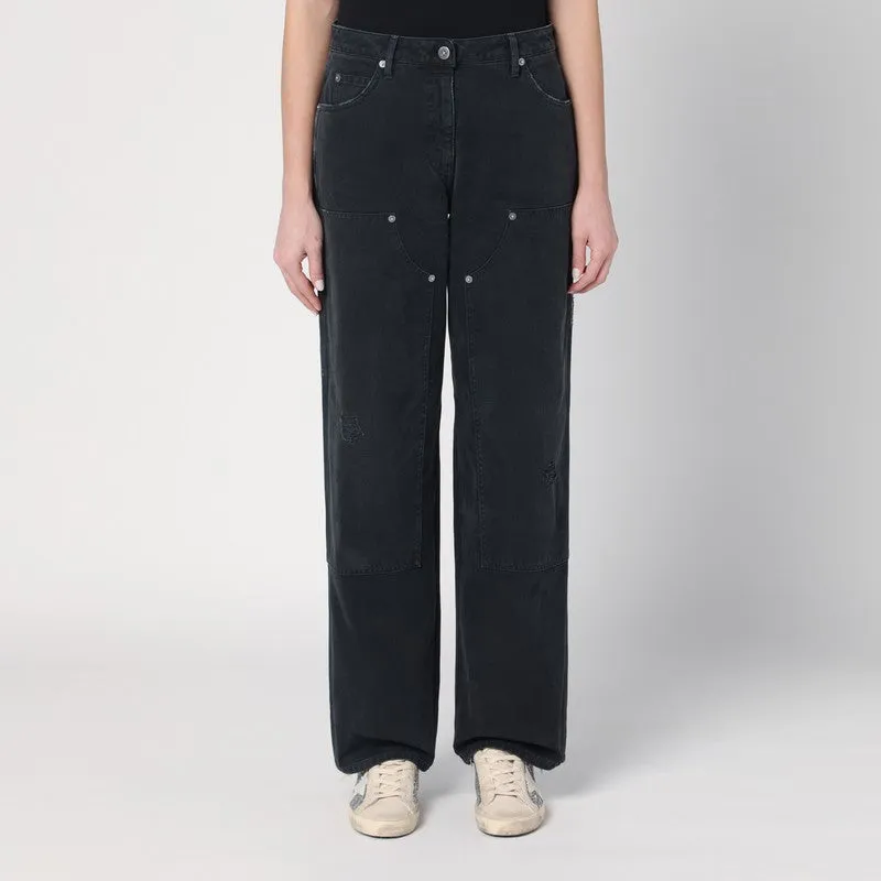 Wide black trousers in denim sold by Lord & Taylor