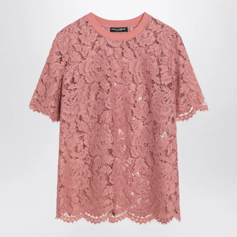 Dolce & Gabbana Dolce&Gabbana Pink lace T-shirt made by Lord & Taylor