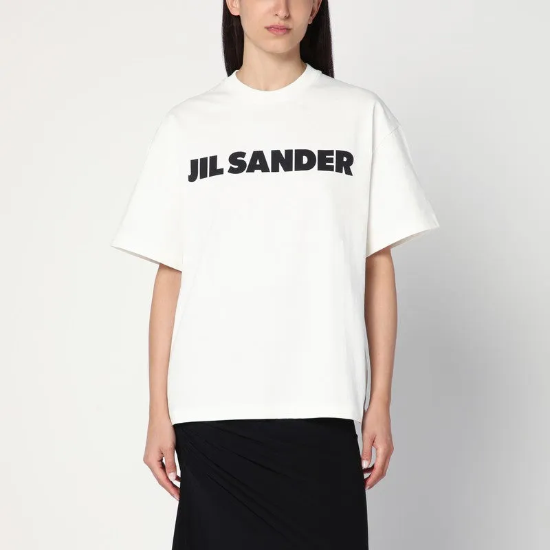 White wide t-shirt with logo made by Jil Sander