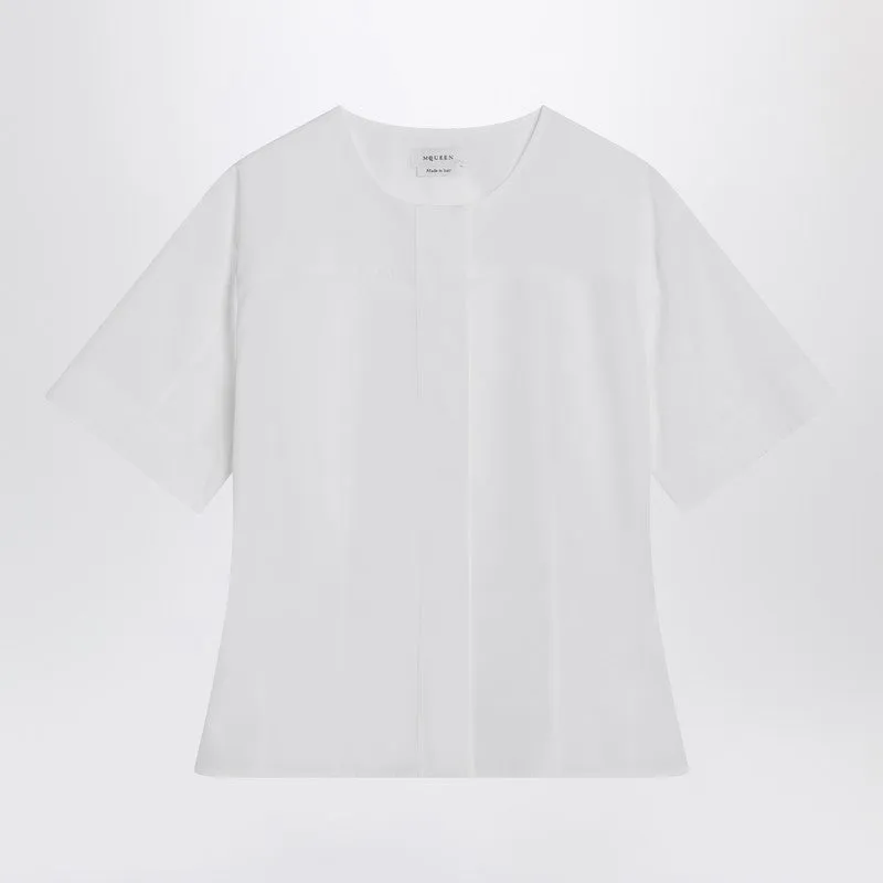 White corset shirt in poplin sold by Lord & Taylor