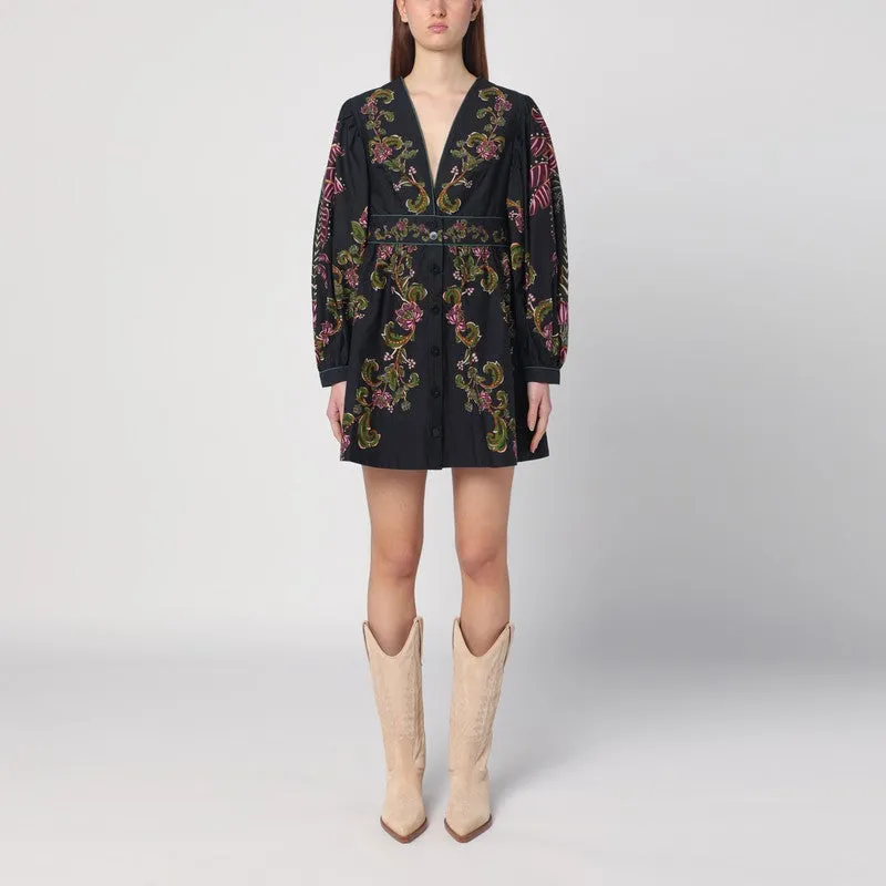 FARM Rio Black printed cotton mini dress sold by Lord & Taylor