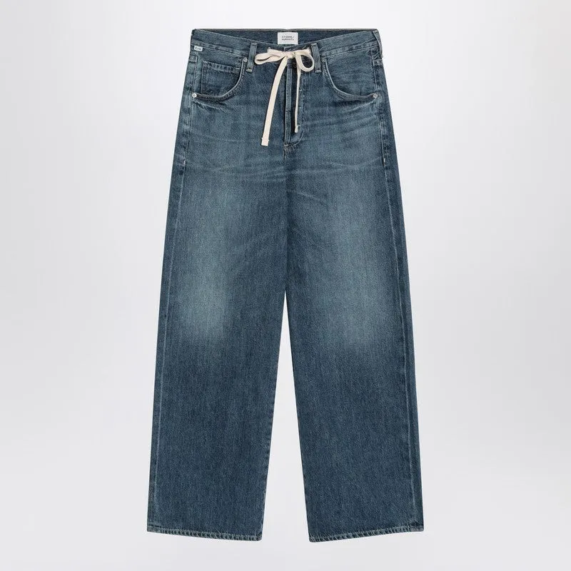 Blue washed jeans with drawstring sold by Lord & Taylor