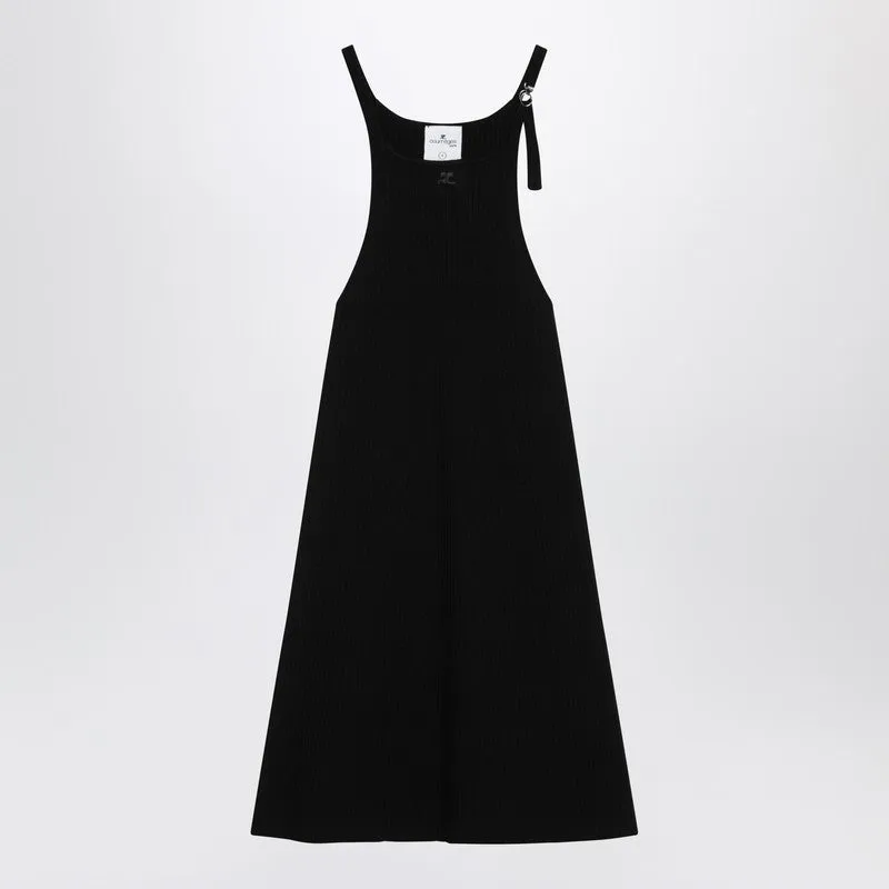 Courrèges Black ribbed mini dress made by Courreges