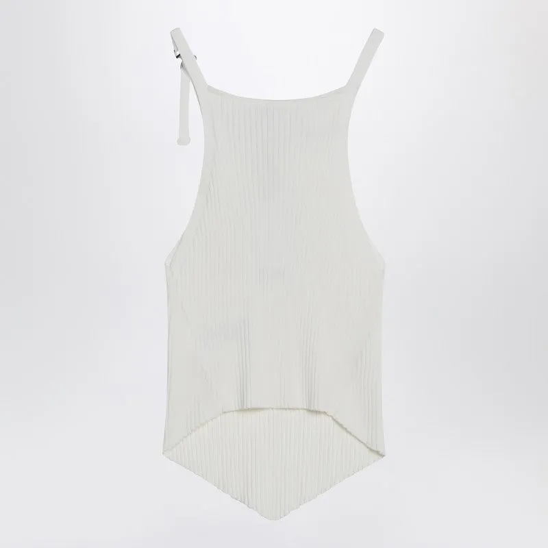 Courrèges White ribbed top with pointed hem sold by Lord & Taylor product image thumbnail 2