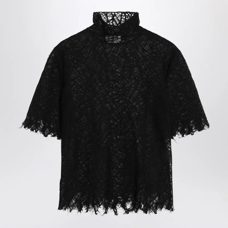 Black spiderweb lace top sold by Lord & Taylor