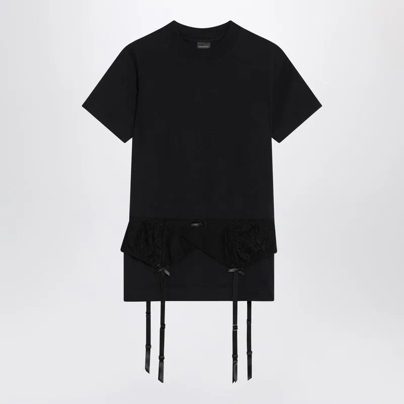 Black jersey stretch lingerie T-shirt made by Balenciaga