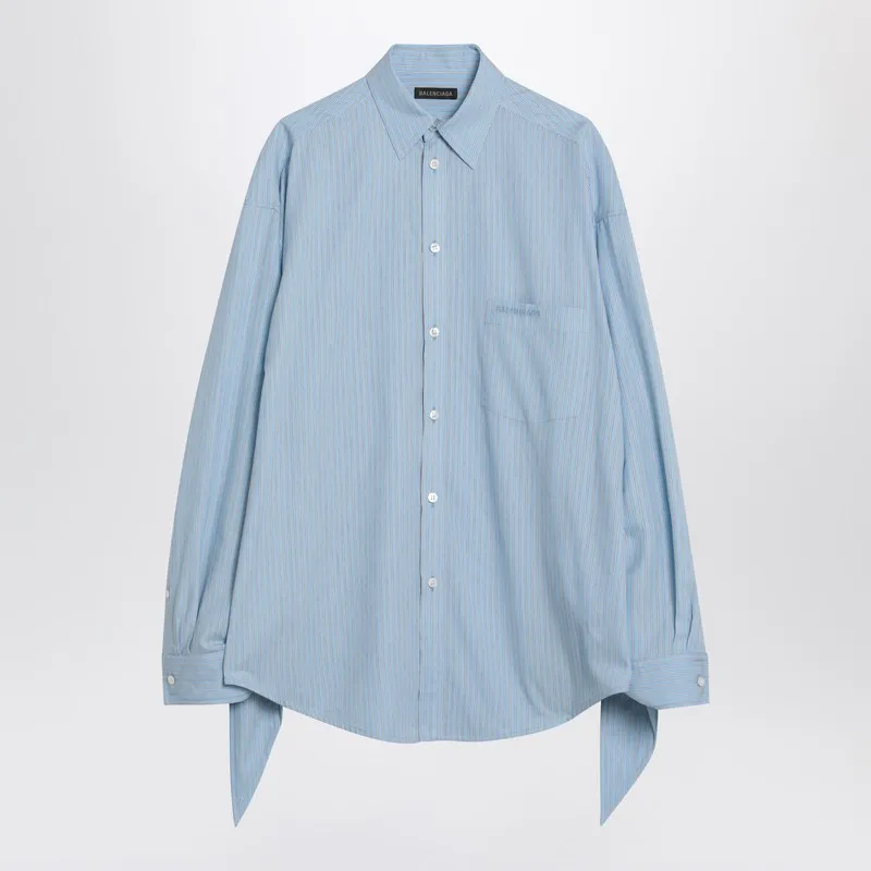 Light blue striped shirt with knotted cuffs sold by Lord & Taylor