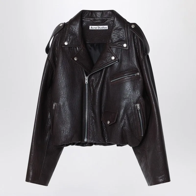 Brown leather over bomber jacket sold by Lord & Taylor